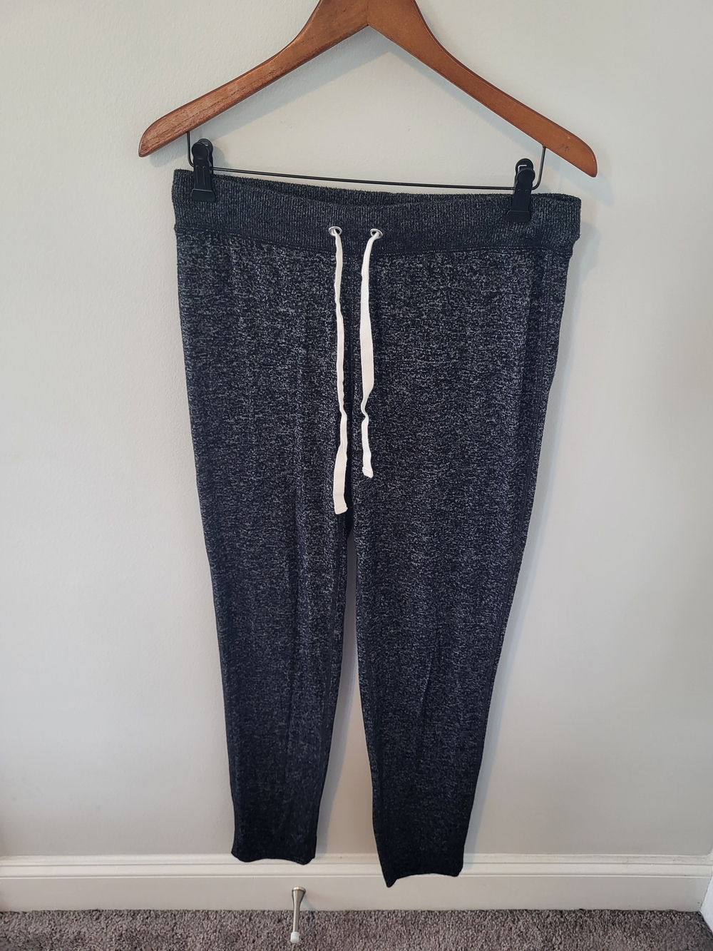 J. Crew Charcoal Knit Joggers with White Drawstring